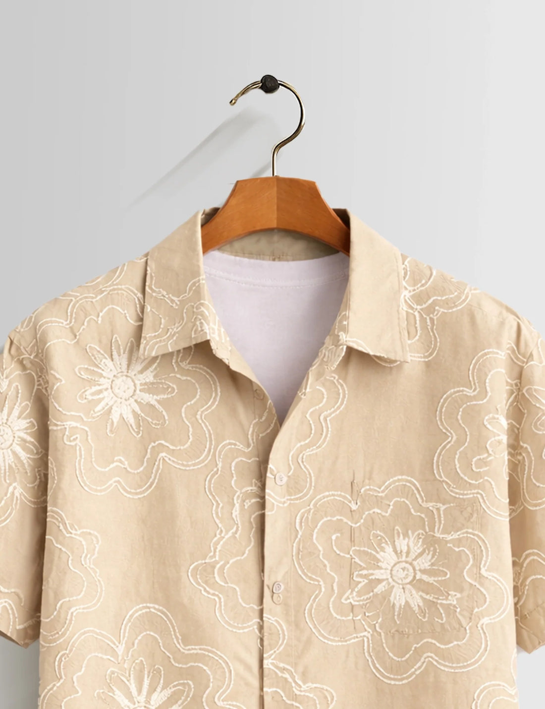 Cream Outline Mens Half Sleeves Shirts - XPST