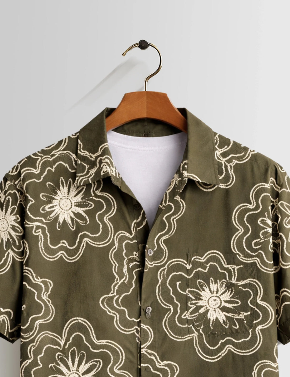 Outline Flower Mens Half Sleeves Shirts - XPST